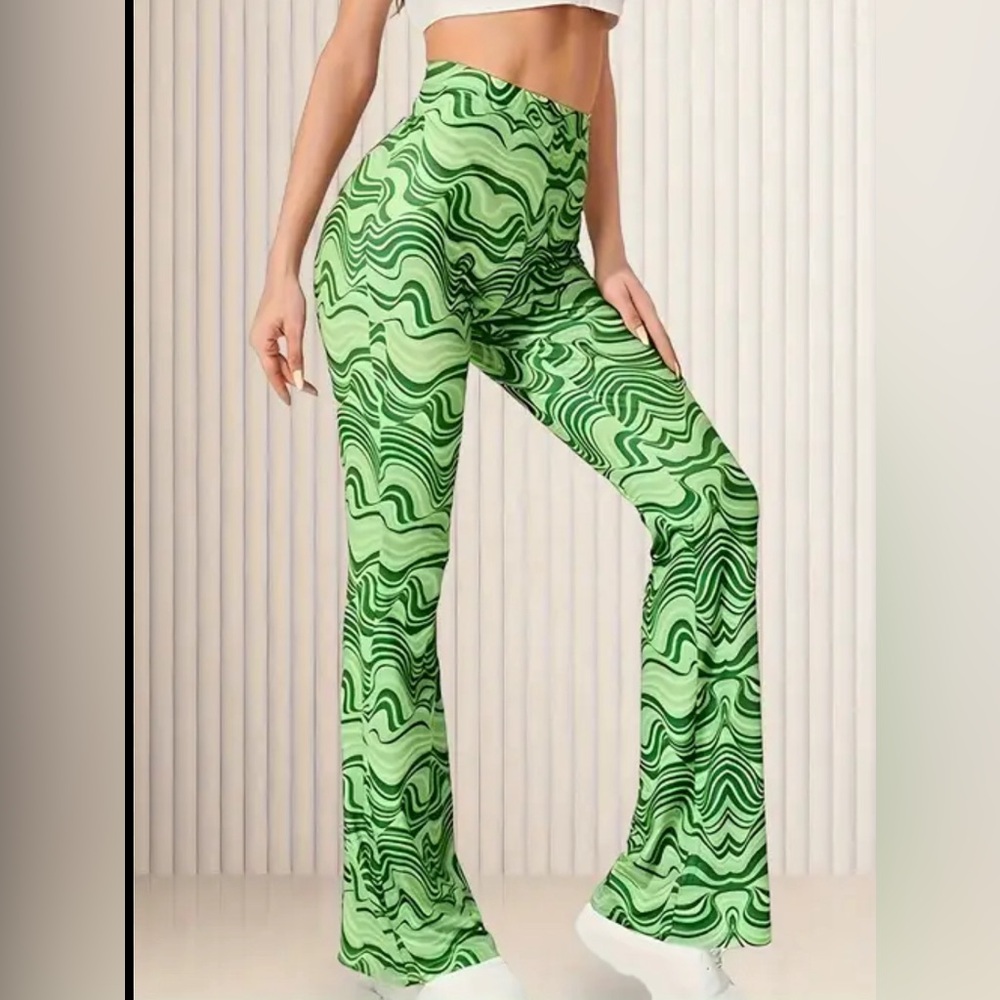 Shein green bell bottom flare pants 70s style